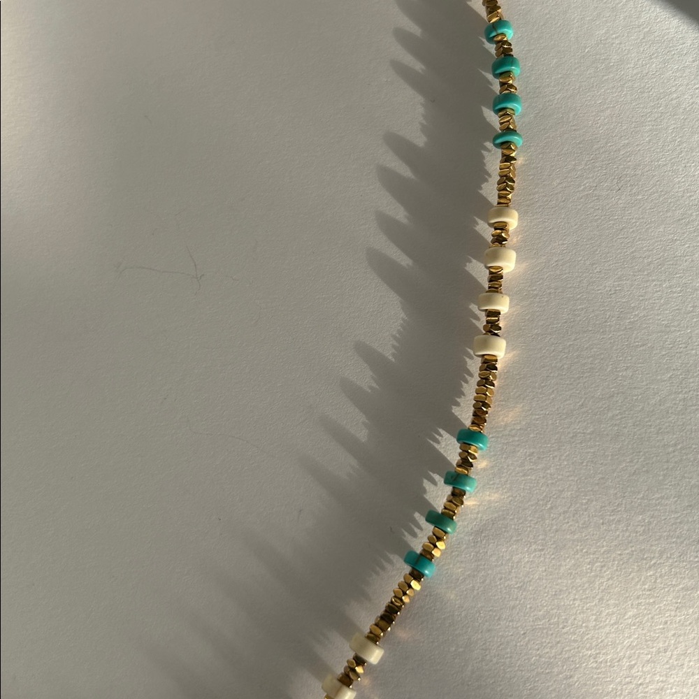 Turquoise and Gold Beaded Necklace - Picture 5 of 5